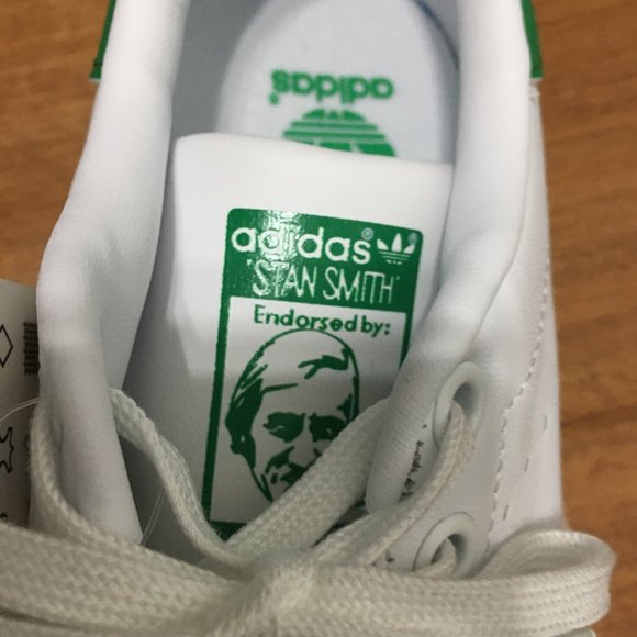 Adidas NWB Youth 3.5 US Stan Smith Sneaker White Green Heel Counter Lace Up - Picture 6 of 14